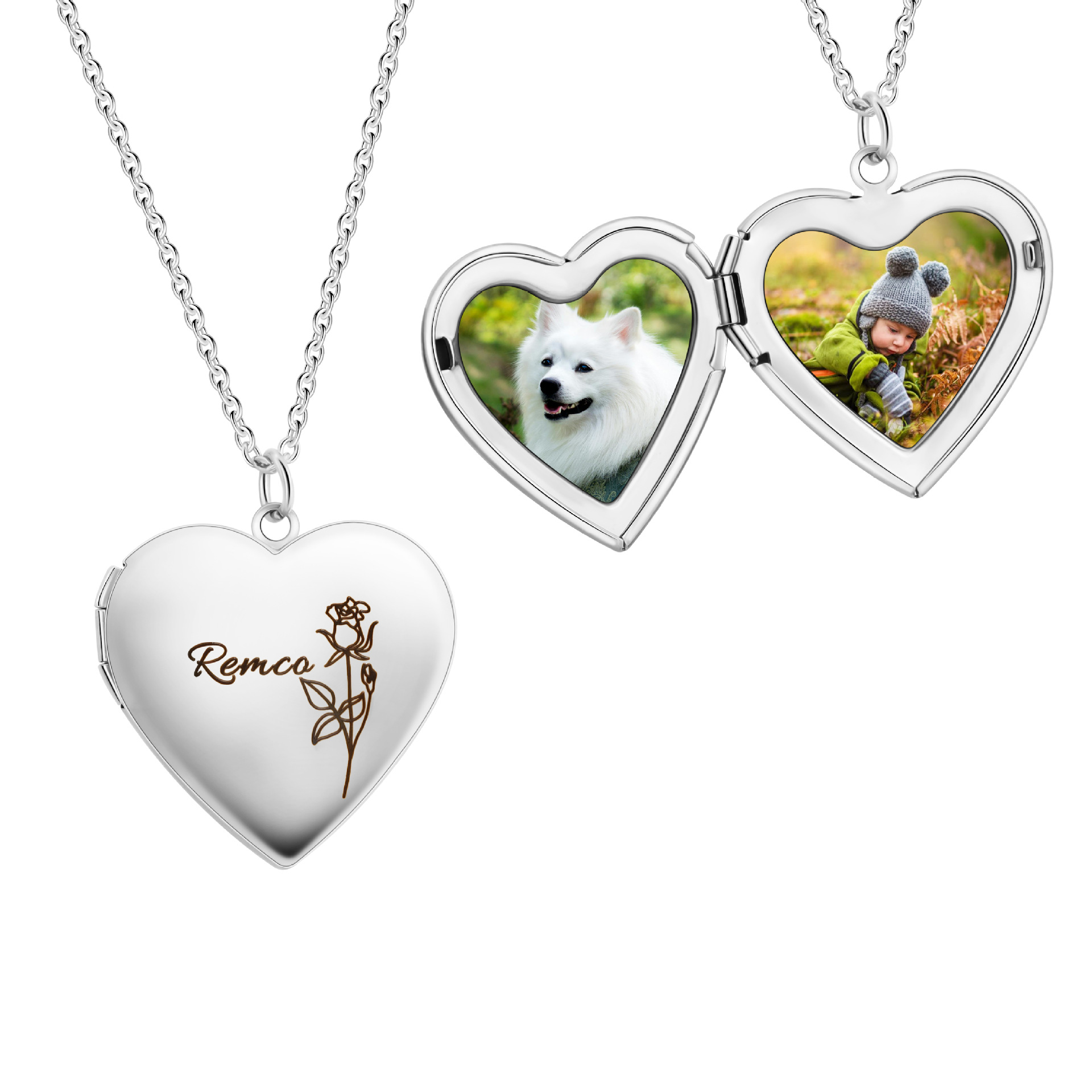 Heart Locket Necklace Photo - Silver Color Love Heart Photo Frame