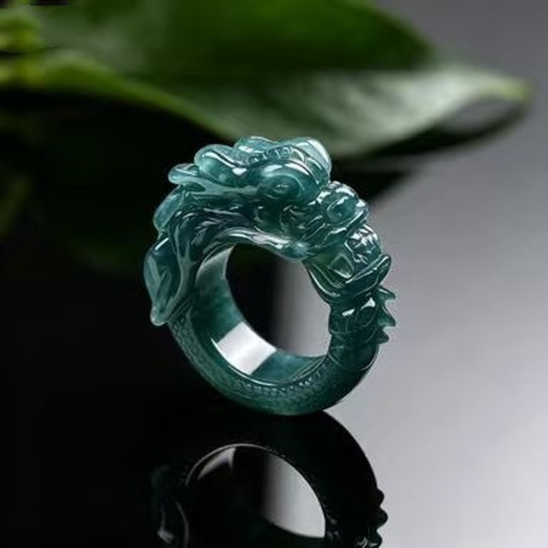 Jadeite A-grade blue water dra - Rings ulasan dan harga