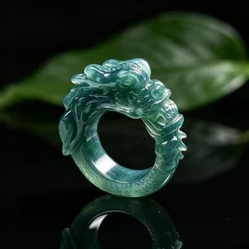 Jadeite A-grade blue water dra - Rings ulasan dan harga