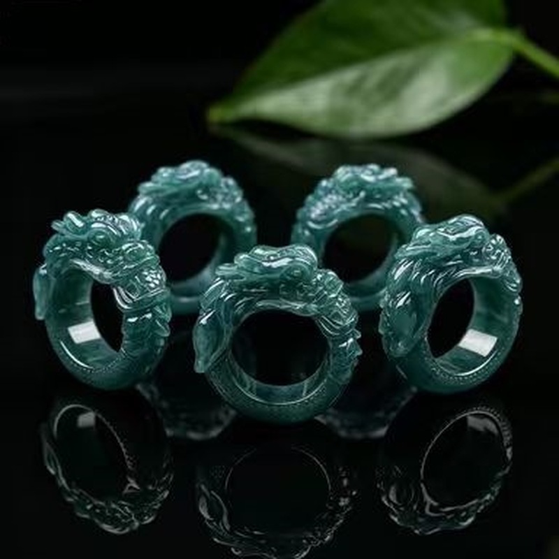 Jadeite A-grade blue water dra - Rings ulasan dan harga