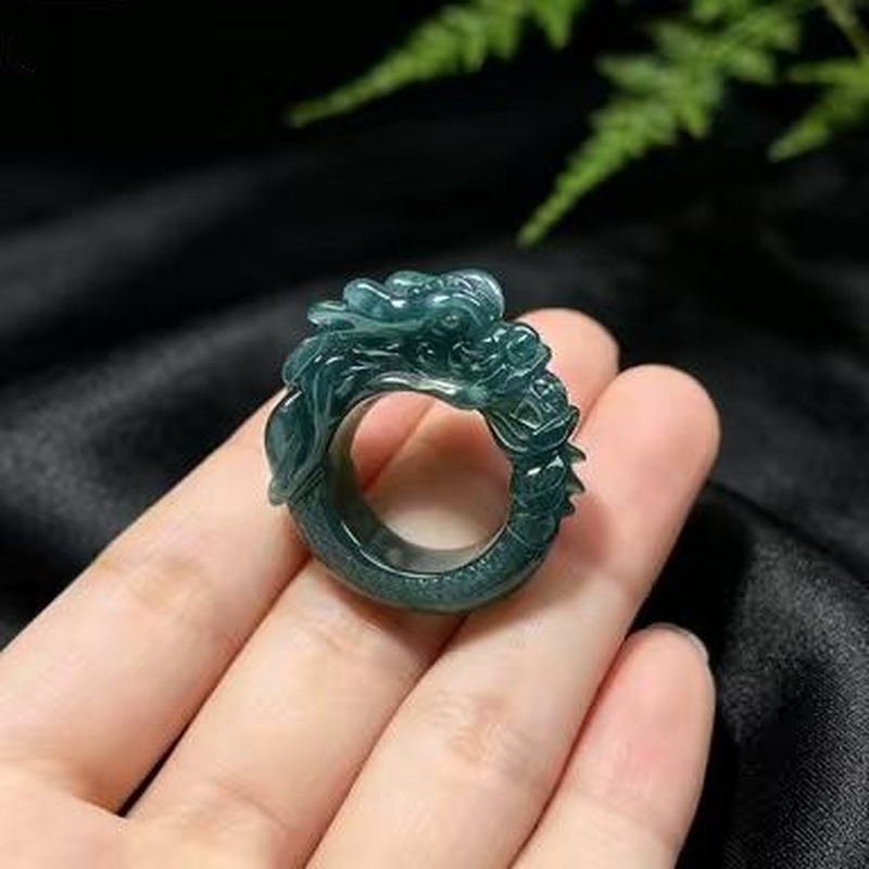 Jadeite A-grade blue water dra - Rings ulasan dan harga