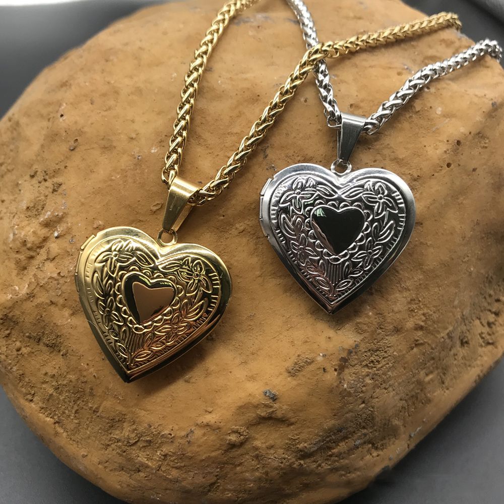 New Heart Shaped Photo Picture - Heart Locket Necklace Photo ulasan dan harga