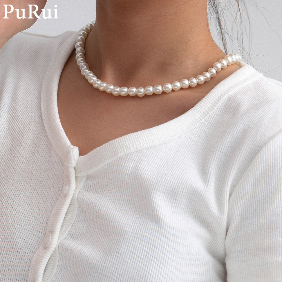 Minimalist Imitation Pearl Cho - Pearl Choker Necklace Vintage ulasan dan harga