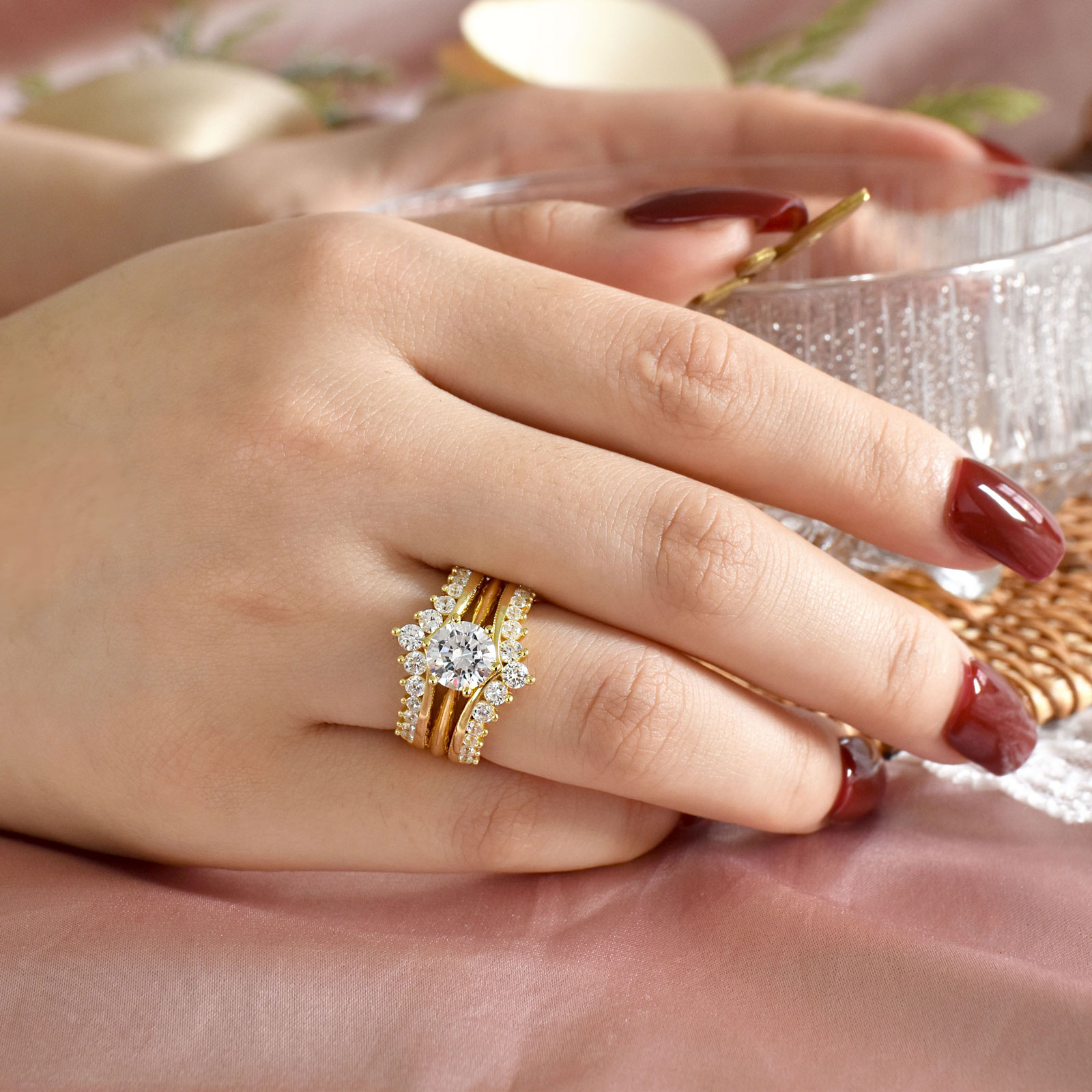 Newshe 14k Yellow Gold Plated  - Moissanite Engagement Ring 1 Carat ulasan dan harga