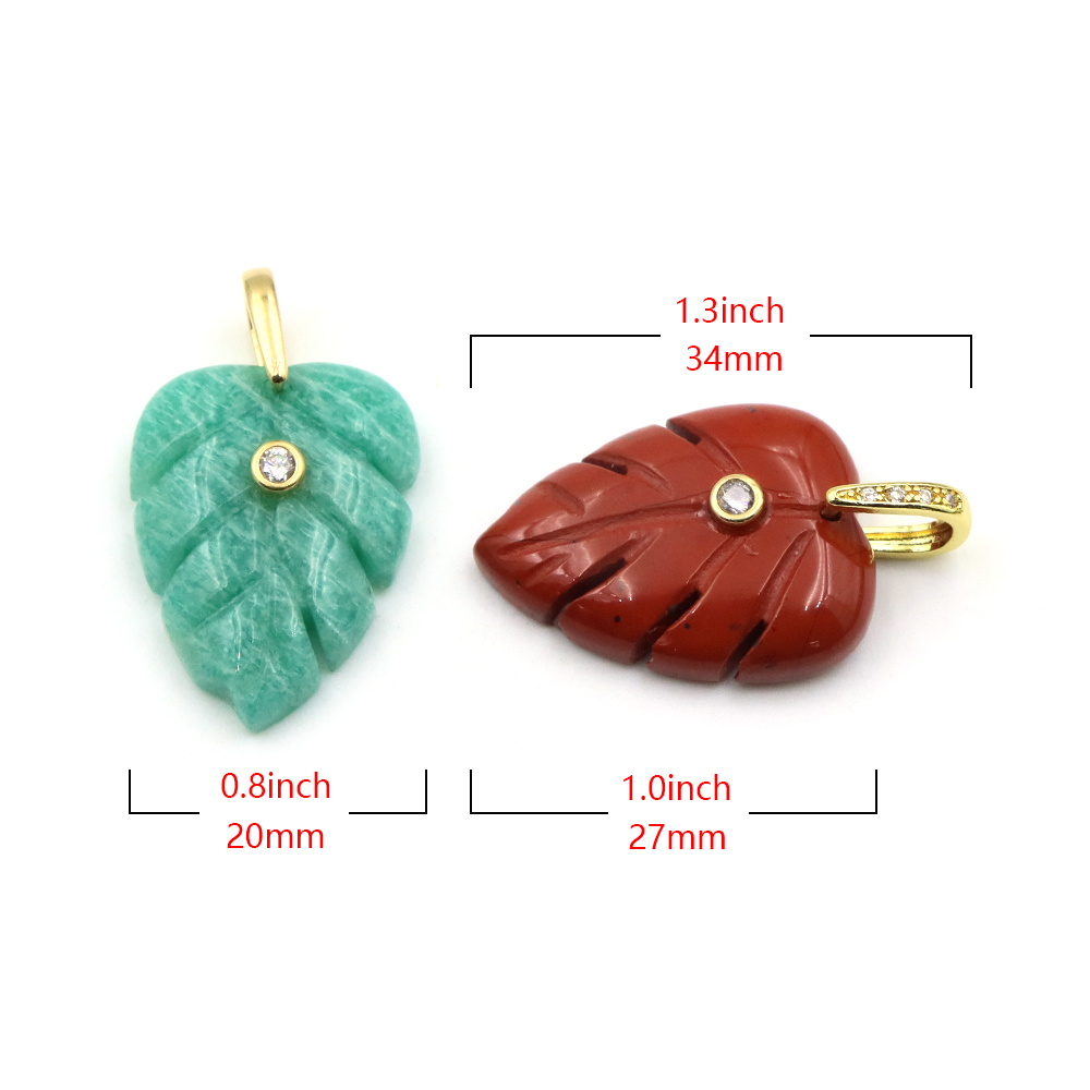 Trendy Leaf Natural Gemstone C - Crystal Pendant Necklace Natural Stone ulasan dan harga