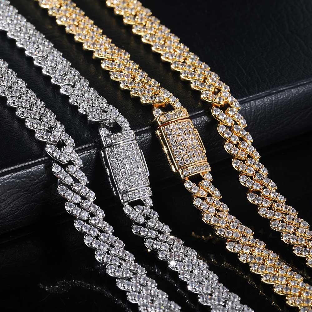8MM1Row Zircon Women's Necklac - Cuban Link Chain 12Mm ulasan dan harga