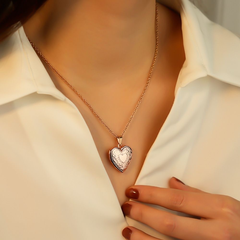 Custom Photo Keepsake Box Luxu - Heart Locket Necklace Photo ulasan dan harga