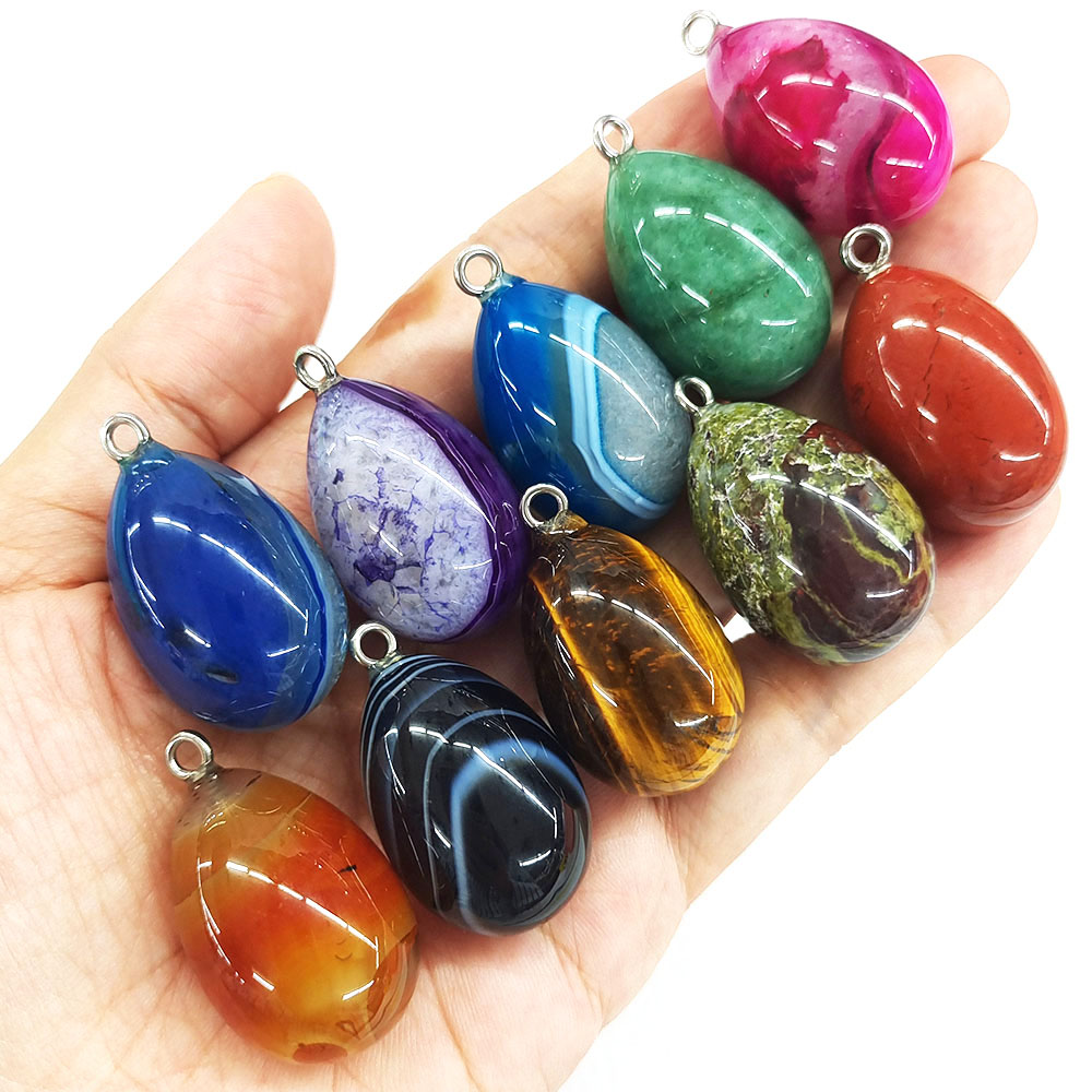 30x19mm Mini Egg Shape Pendant - Crystal Pendant Necklace Natural Stone ulasan dan harga
