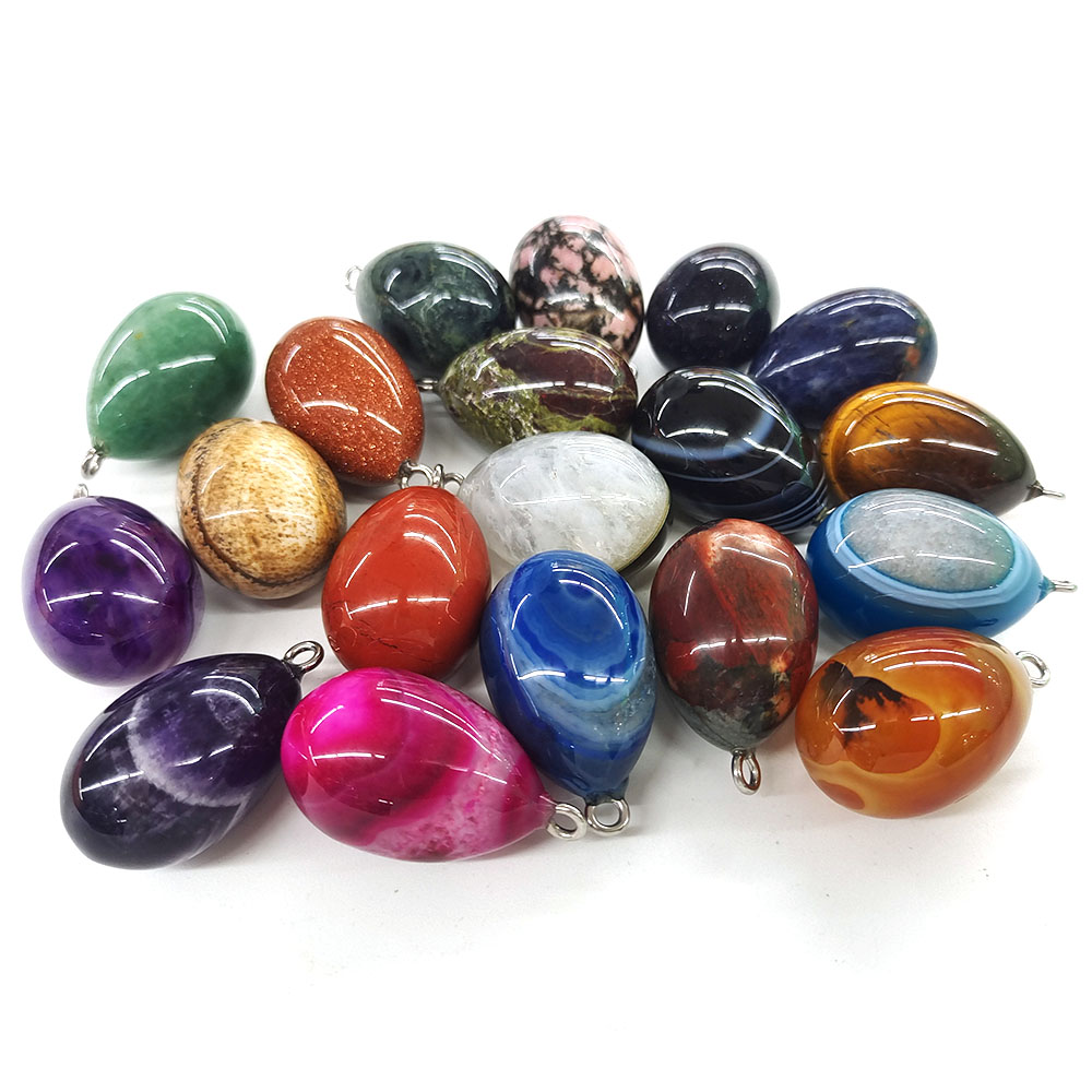 30x19mm Mini Egg Shape Pendant - Crystal Pendant Necklace Natural Stone ulasan dan harga