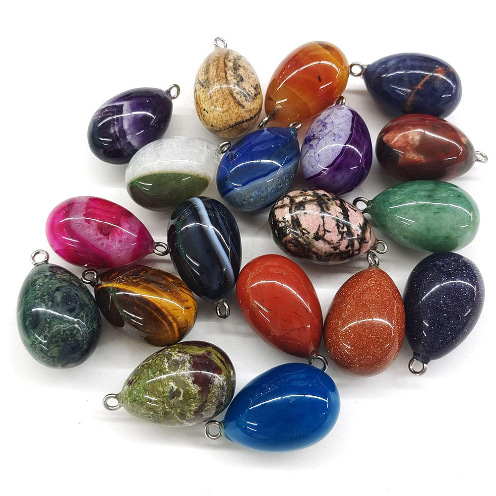 30x19mm Mini Egg Shape Pendant - Crystal Pendant Necklace Natural Stone ulasan dan harga