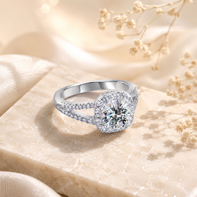 Hot selling 100% S925 silver s - Moissanite Engagement Ring 1 Carat ulasan dan harga