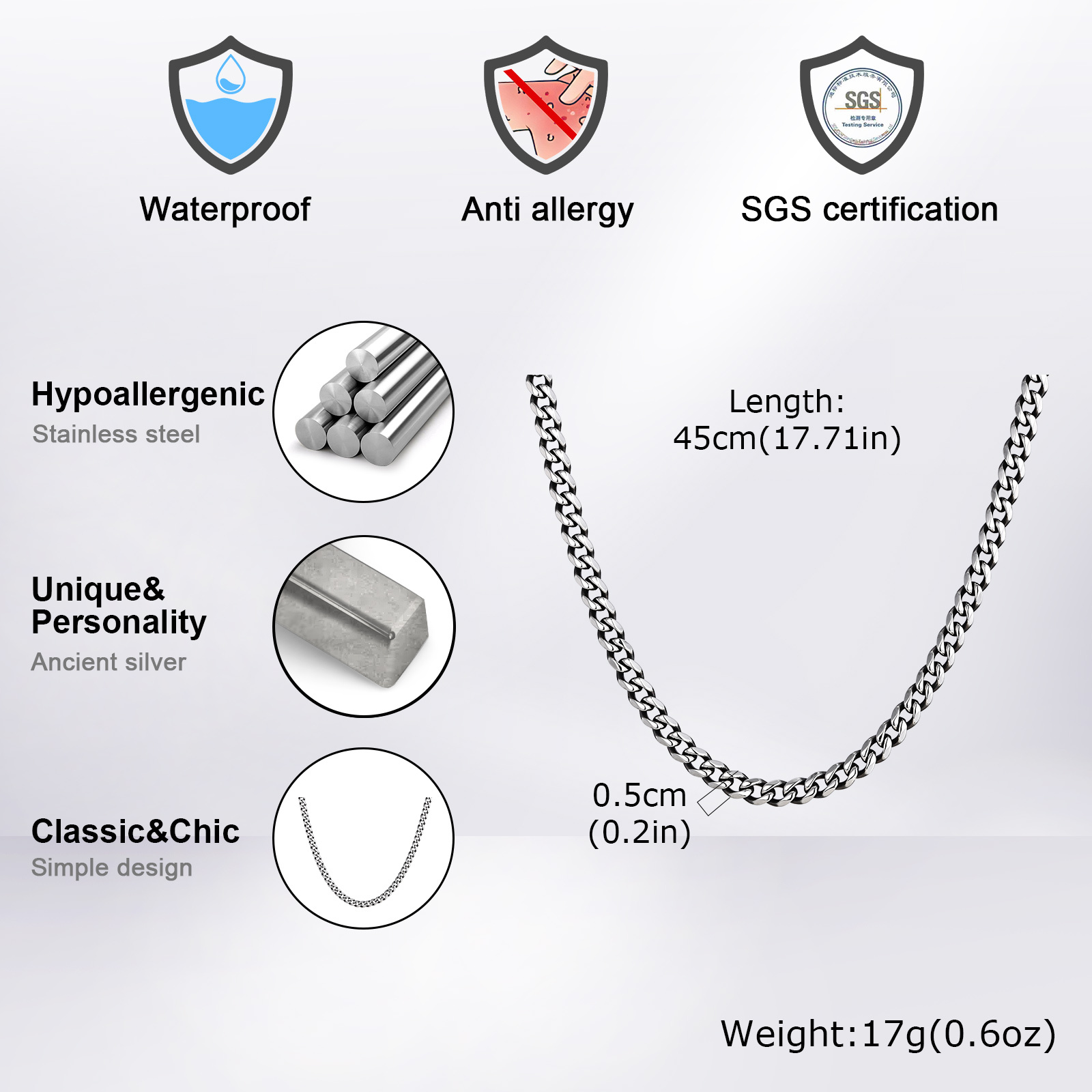 Classic Punk Cuban Chain Neckl - Cuban Link Chain 12Mm ulasan dan harga