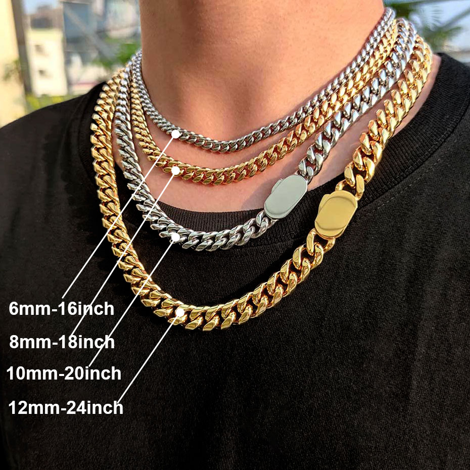 6-12mm Width New Style Stainle - Cuban Link Chain 12Mm ulasan dan harga