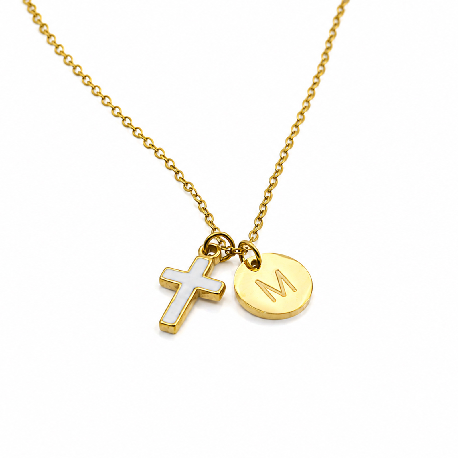 Cross Initial Necklace Stainle - Initial Letter Necklace 18K Gold ulasan dan harga
