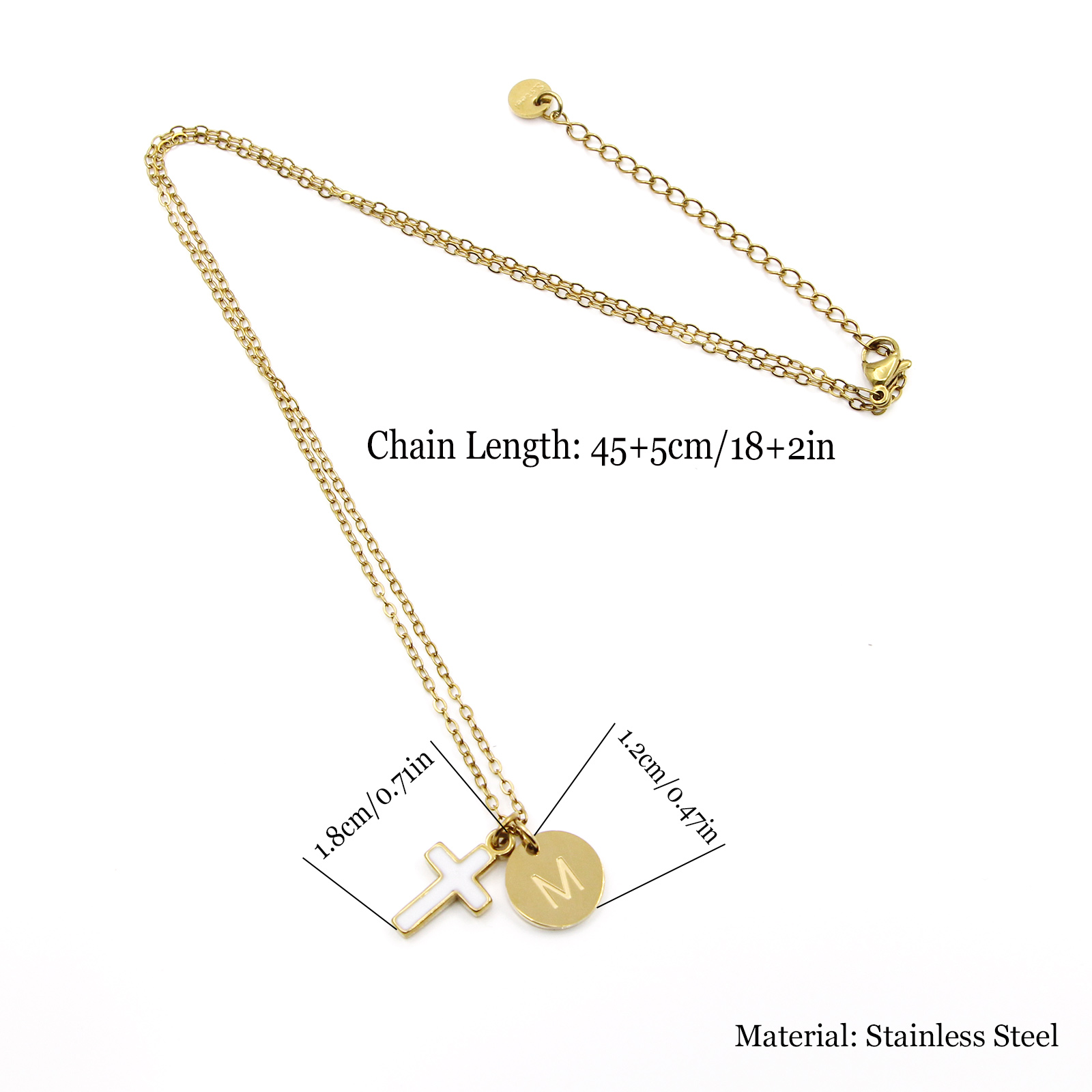 Cross Initial Necklace Stainle - Initial Letter Necklace 18K Gold ulasan dan harga