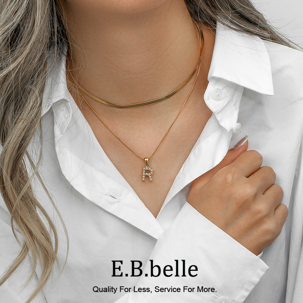 E.B.belle Stainless Steel 18K  - Initial Letter Necklace 18K Gold ulasan dan harga