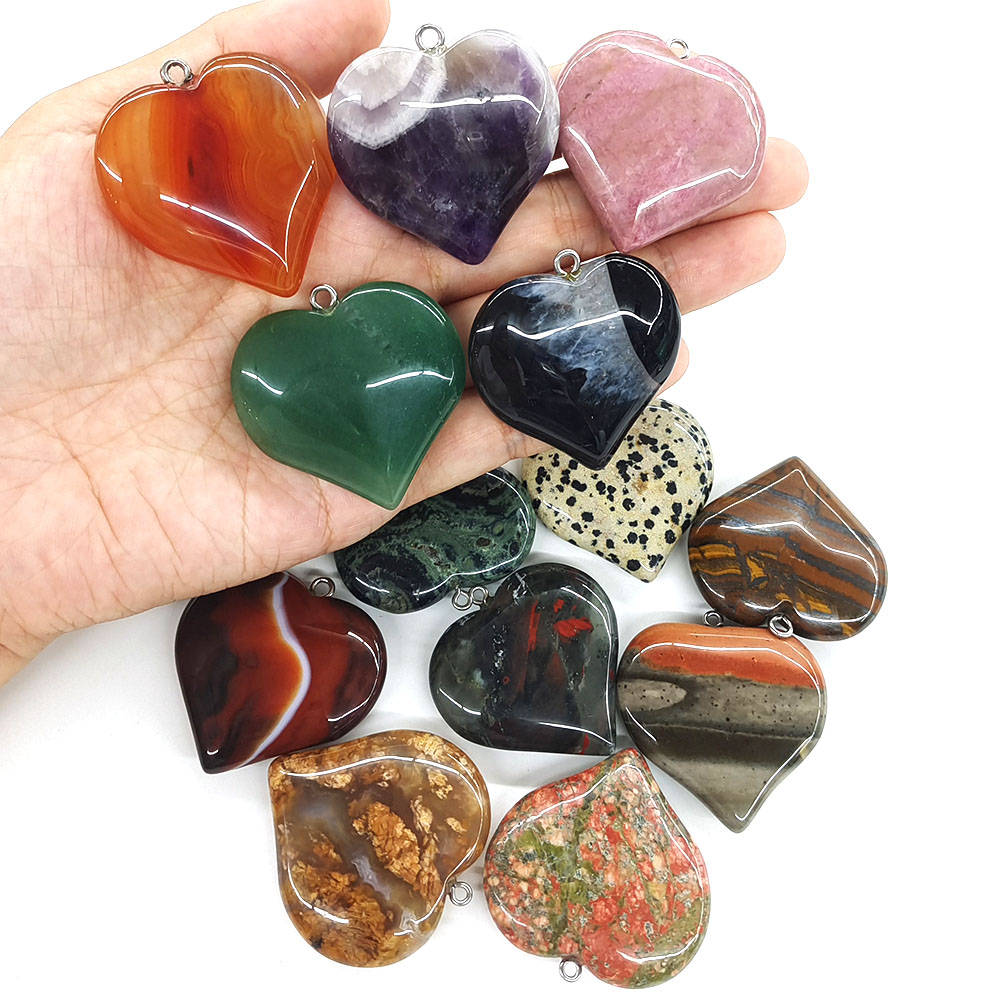 40mm Peach Heart Shape Pendant - Crystal Pendant Necklace Natural Stone ulasan dan harga