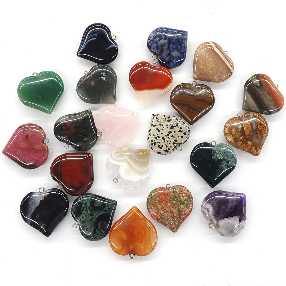 40mm Peach Heart Shape Pendant - Crystal Pendant Necklace Natural Stone ulasan dan harga