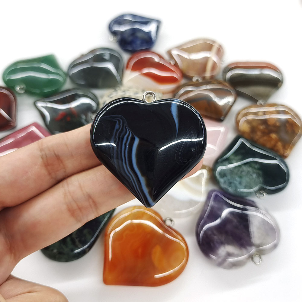 40mm Peach Heart Shape Pendant - Crystal Pendant Necklace Natural Stone ulasan dan harga