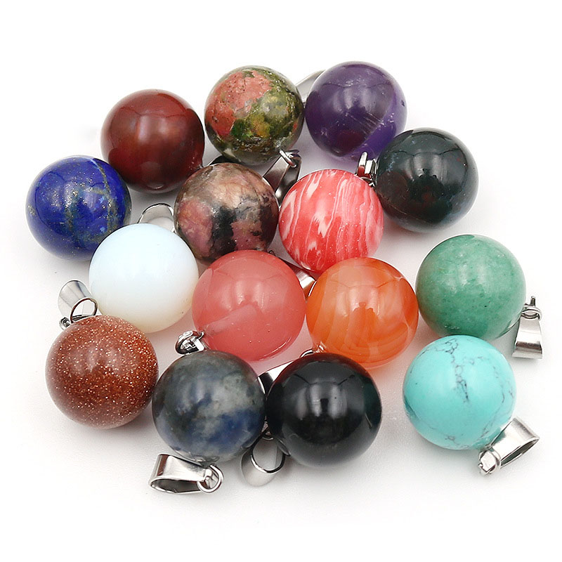 20pcs/ Bag 14mm  Natural Stone - Crystal Pendant Necklace Natural Stone ulasan dan harga