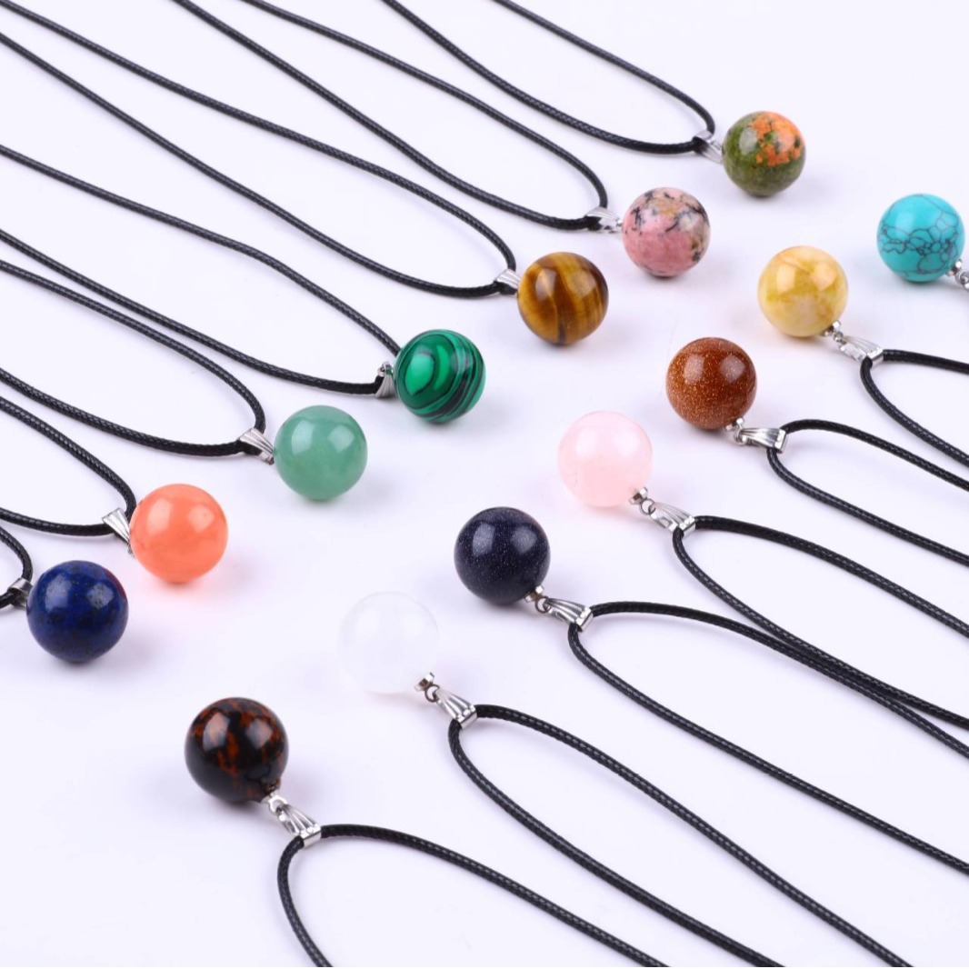 20pcs/ Bag 14mm  Natural Stone - Crystal Pendant Necklace Natural Stone ulasan dan harga