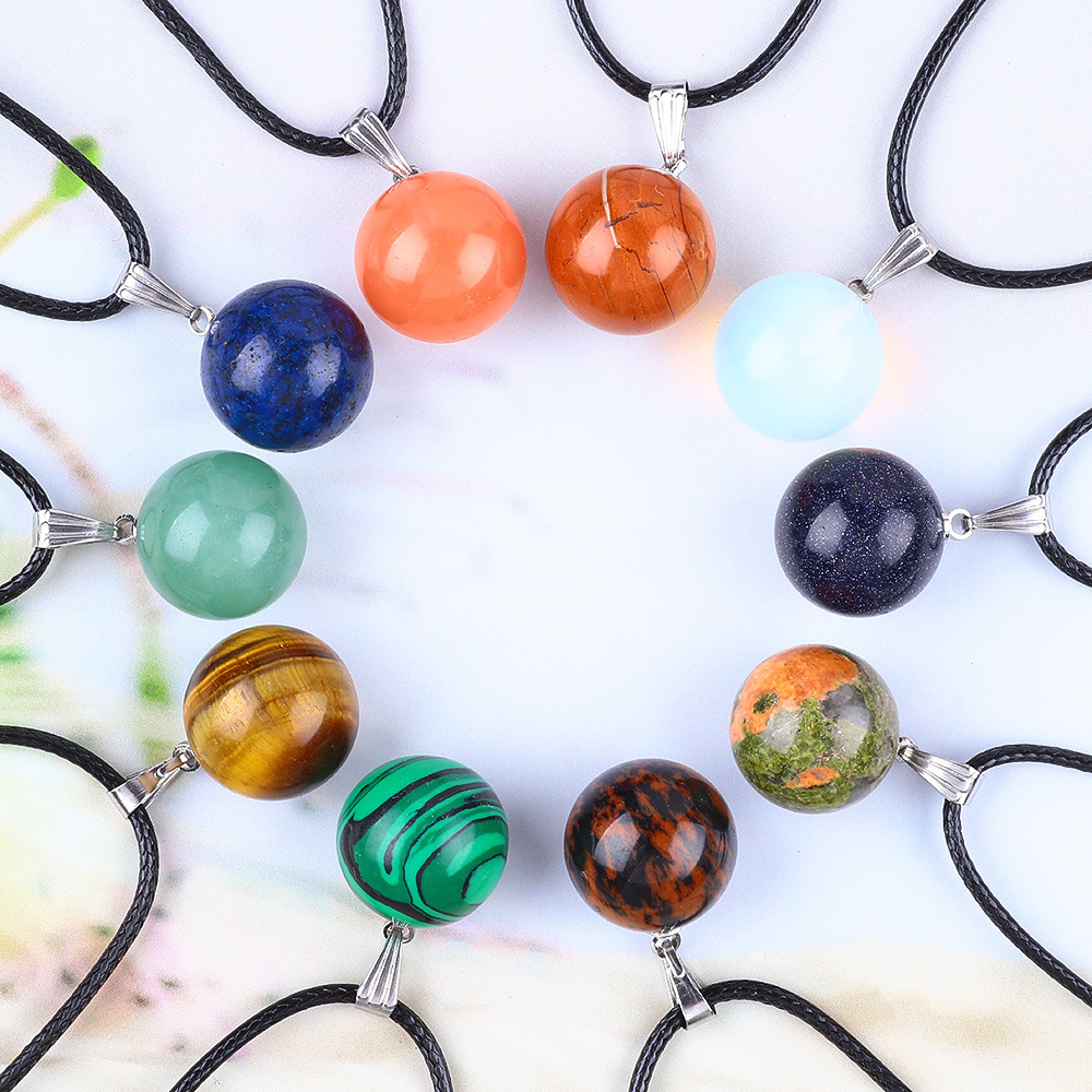 20pcs/ Bag 14mm  Natural Stone - Crystal Pendant Necklace Natural Stone ulasan dan harga