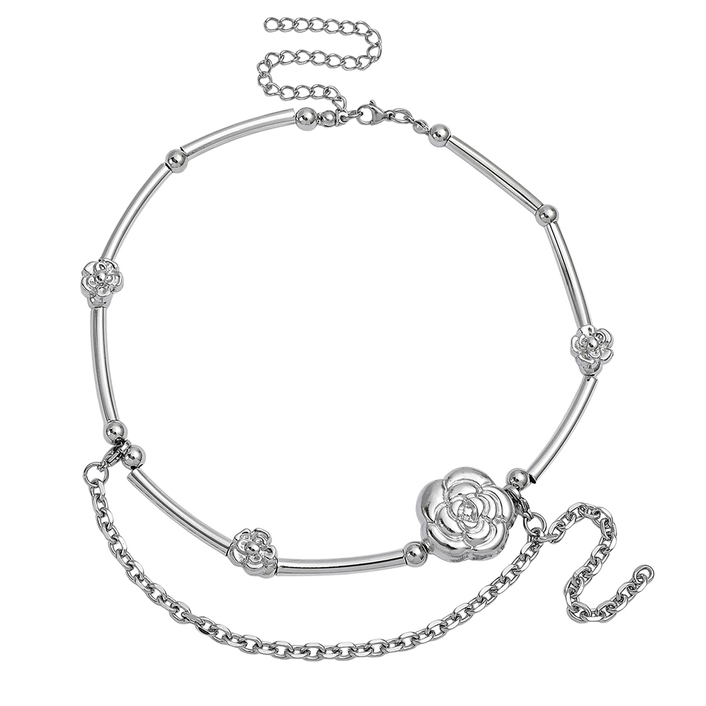 Y2K Aesthetic Camellia Choker  - Layered Pendant Necklace Aesthetic ulasan dan harga