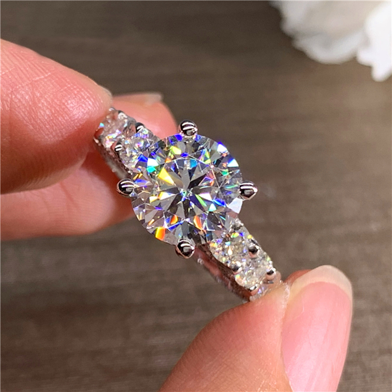 Custom Solid 18K Au750 White G - Moissanite Engagement Ring 1 Carat ulasan dan harga