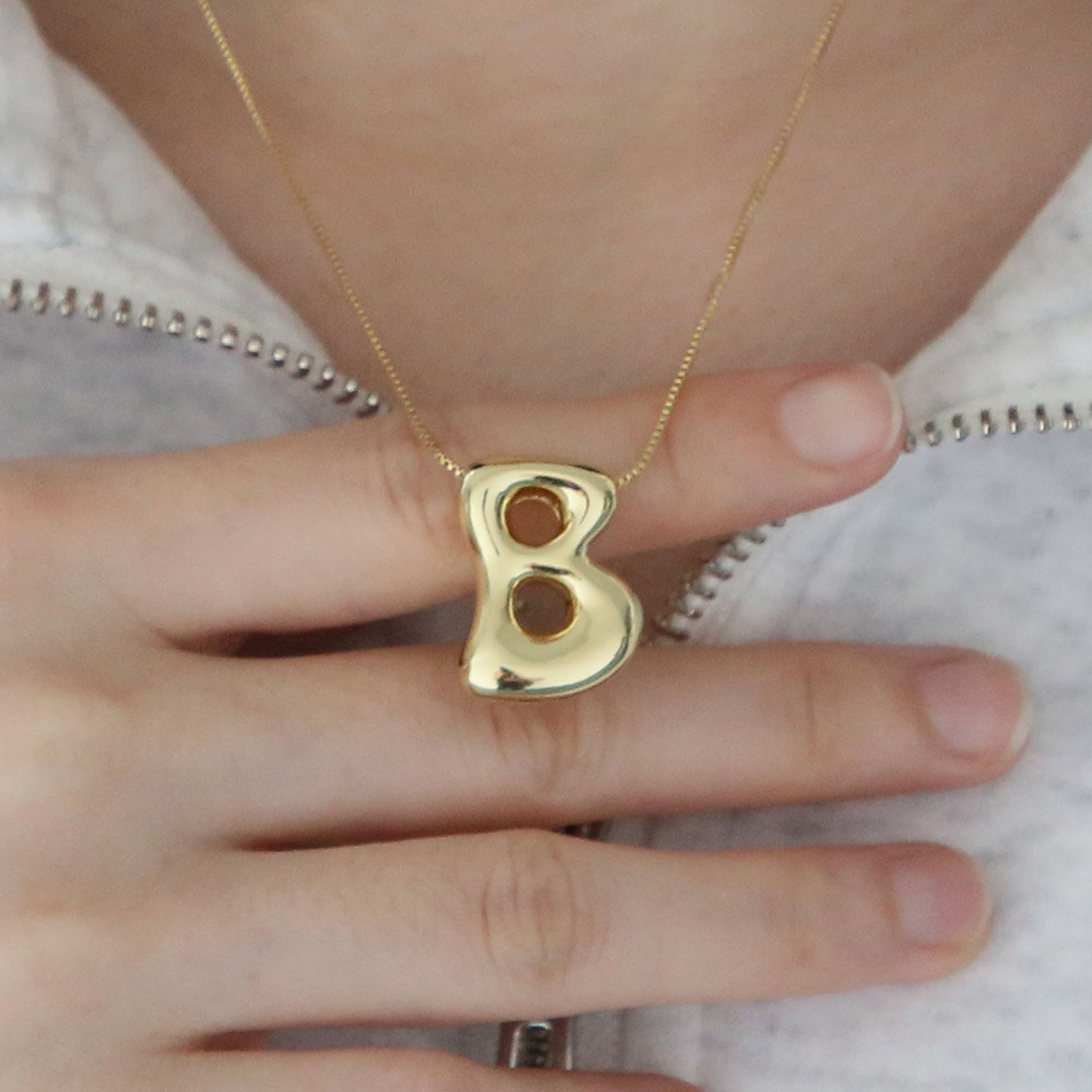 Creative A-Z Balloon Bubble Le - Initial Letter Necklace 18K Gold ulasan dan harga