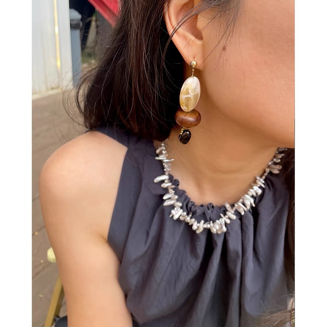 Bohemian Baroque Pearl Choker  - Pearl Choker Necklace Vintage ulasan dan harga