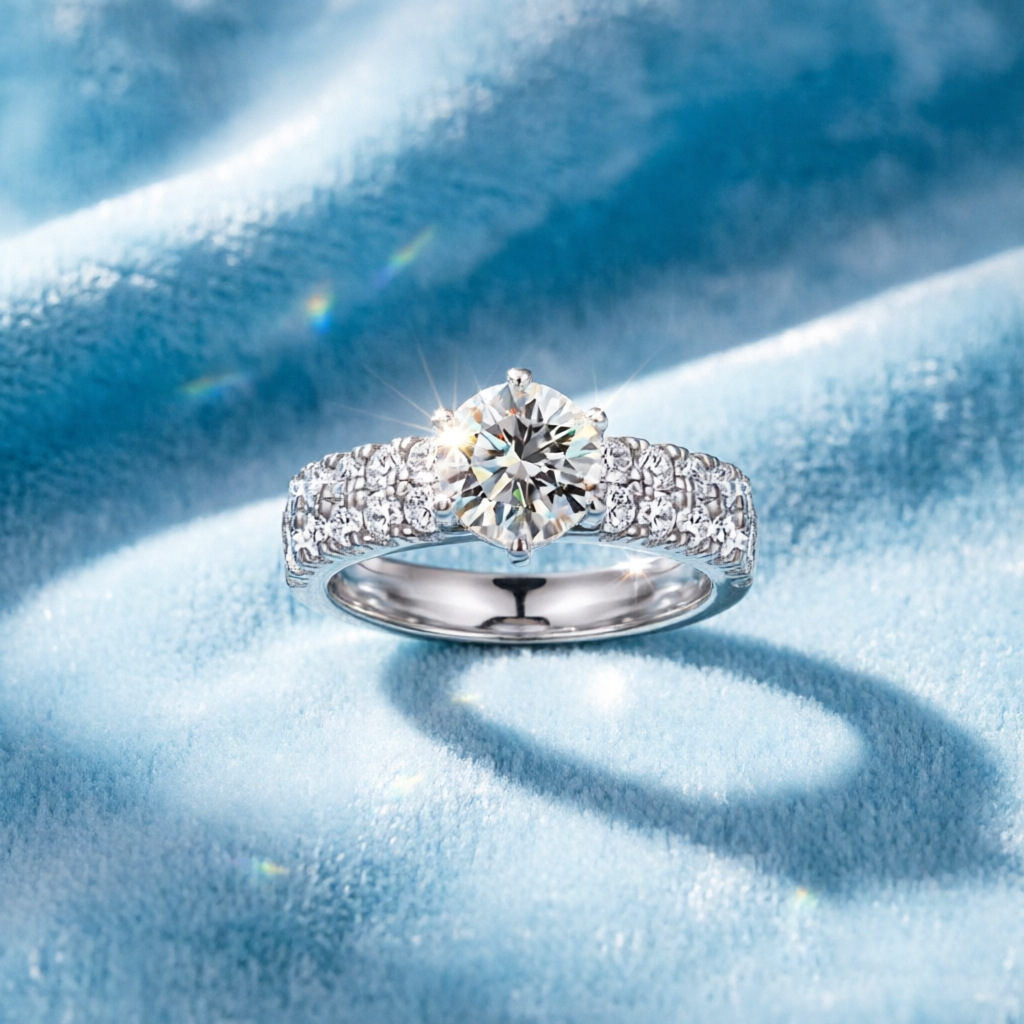 Hot selling fashion 100% s925  - Moissanite Engagement Ring 1 Carat ulasan dan harga