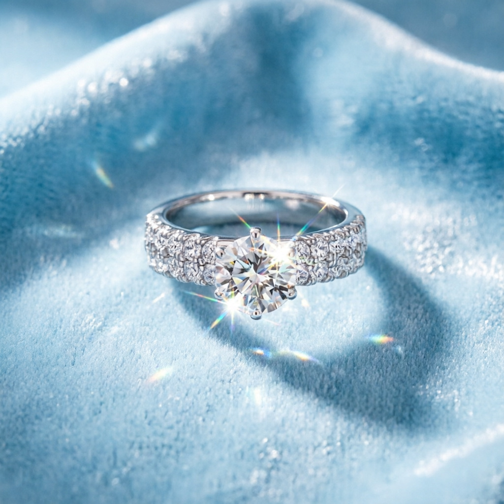 Hot selling fashion 100% s925  - Moissanite Engagement Ring 1 Carat ulasan dan harga