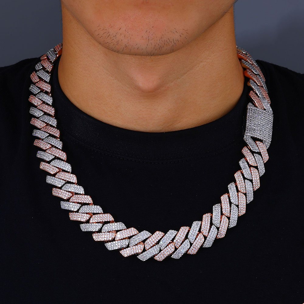 Nuoya Two Tone Mosaic Chain Fu - Cuban Link Chain 12Mm ulasan dan harga